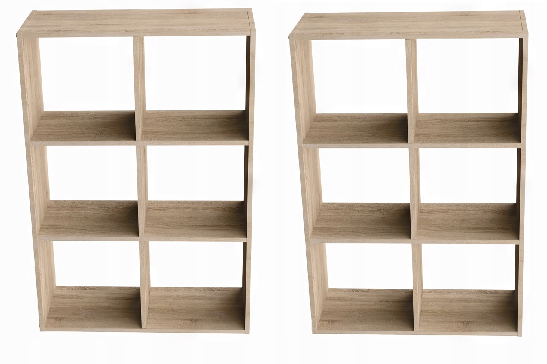 2x TOPESHOP Regał MALAX 2X3 pion lub poziom 75x110cm DĄB SONOMA