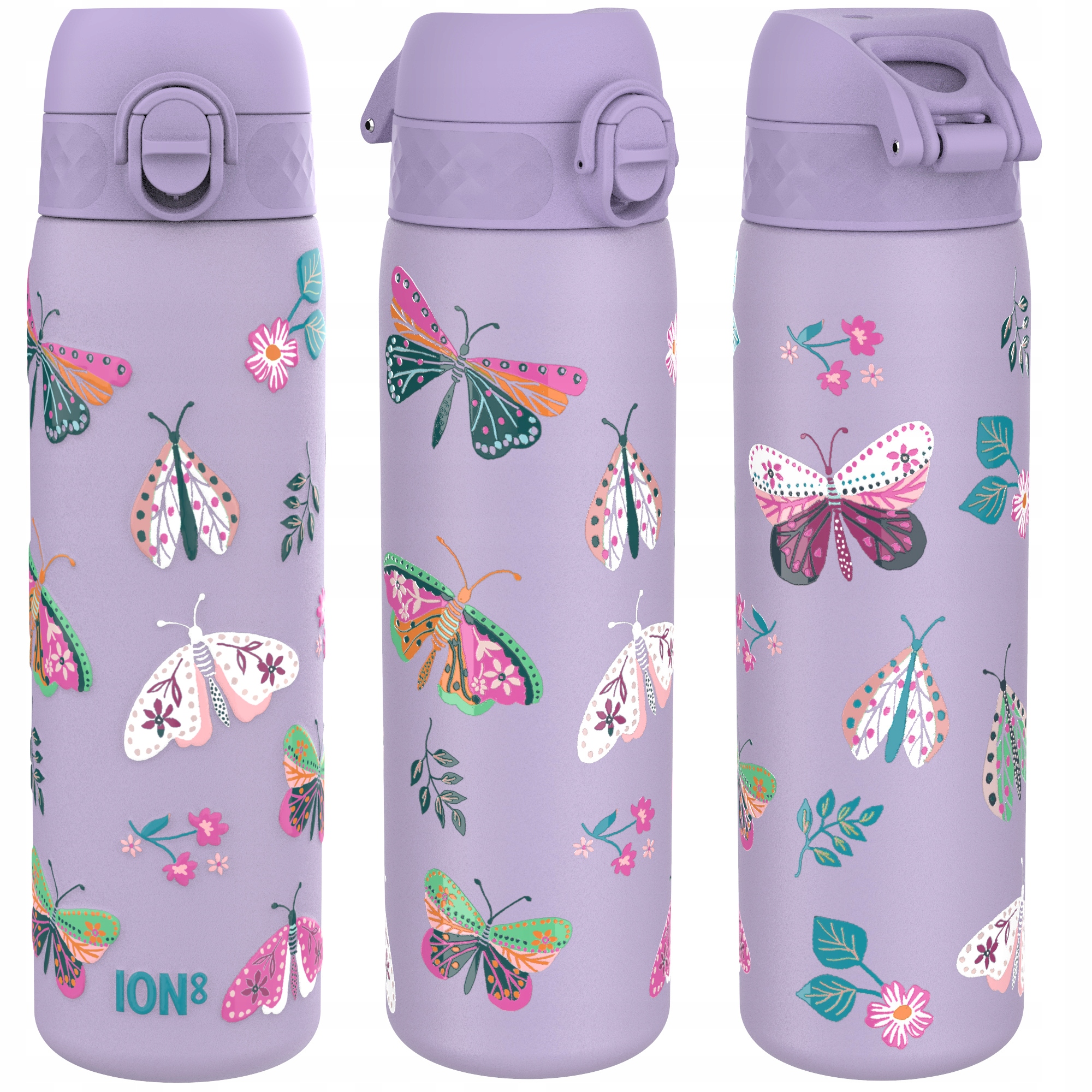 Dětská Termoska Na Čaj, Studené Teplé Nápoje, Fialová, Motýli ION8, 0,5 L, 500 L