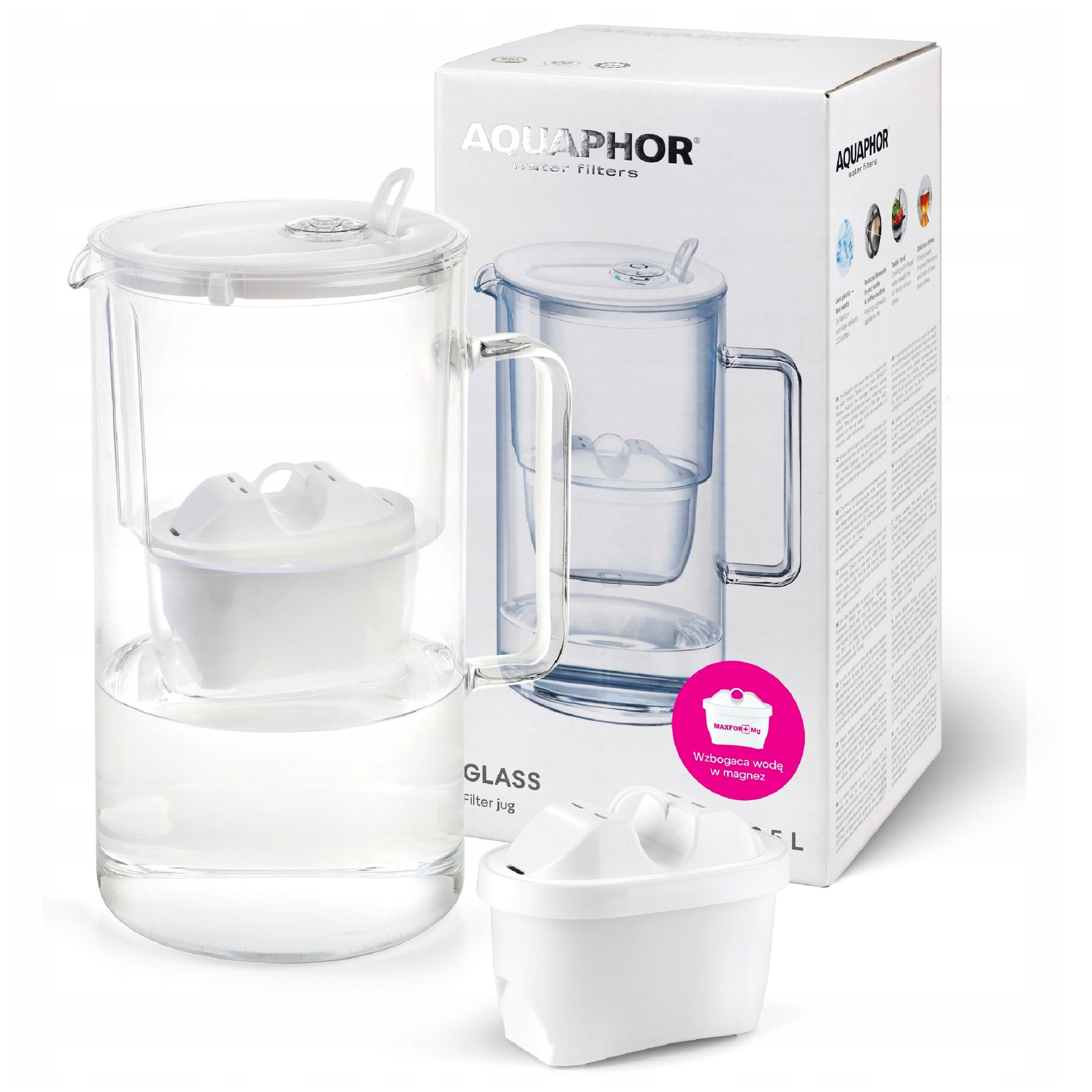 Skleněná konvice Aquaphor Glass 2,5L pro filtrování vody filtr Maxfor+ Mg