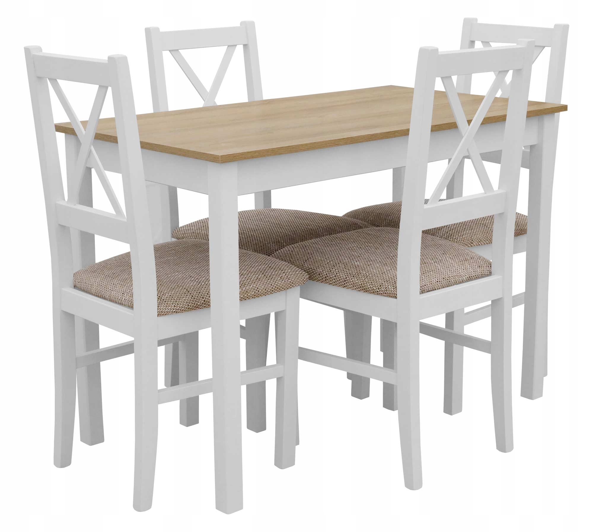 Solidní Sada Stolu Se 4 Židlemi Do Jídelny Obývacího Pokoje X002 Bílá/dub Grandson