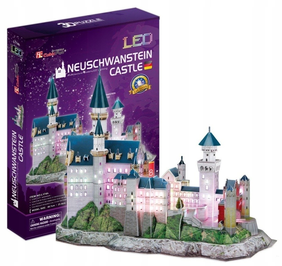 

Puzzle 3D Led Neuschanstein Castle Zamek 128 Elem.