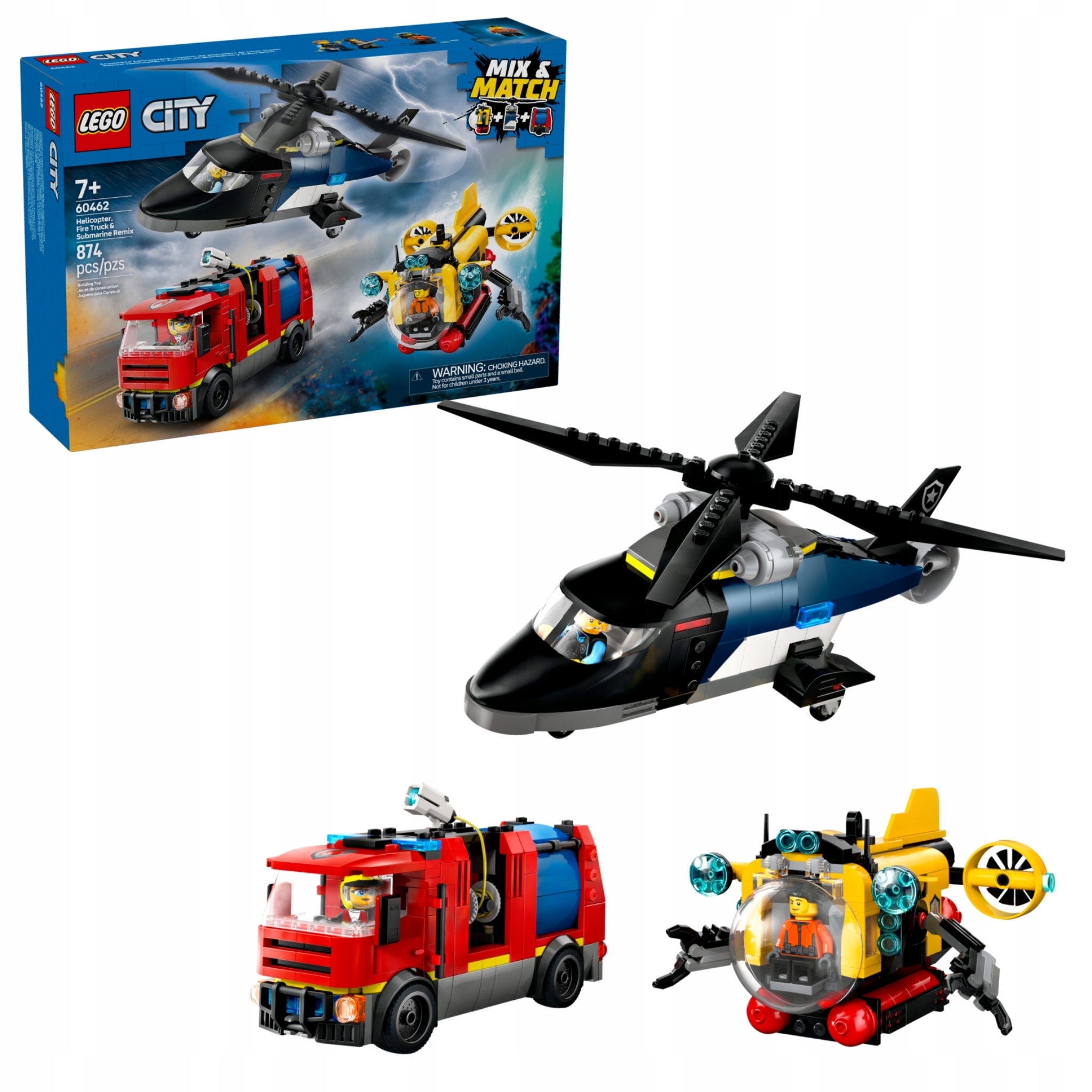 Lego City 60462 Sada s vrtulníkem Hasičským autem a ponorkou 7+