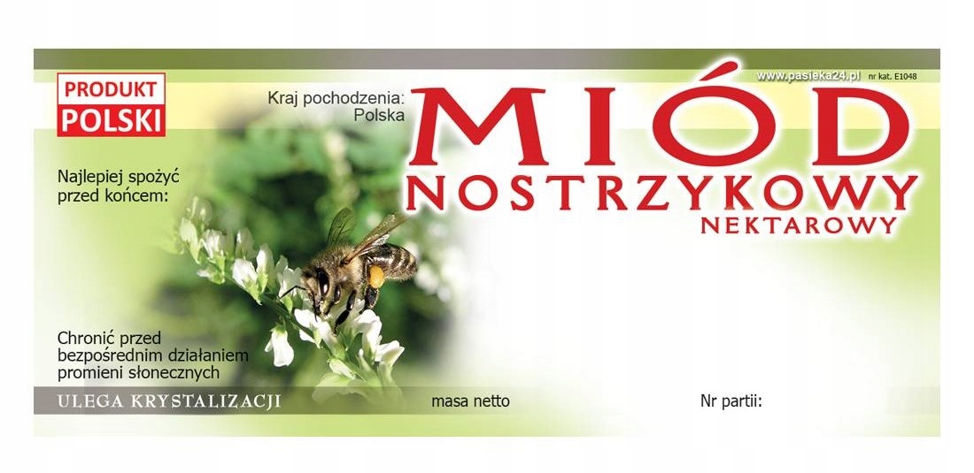 

Etykieta naklejka na miód Nostrzykowy 116x50 100sz