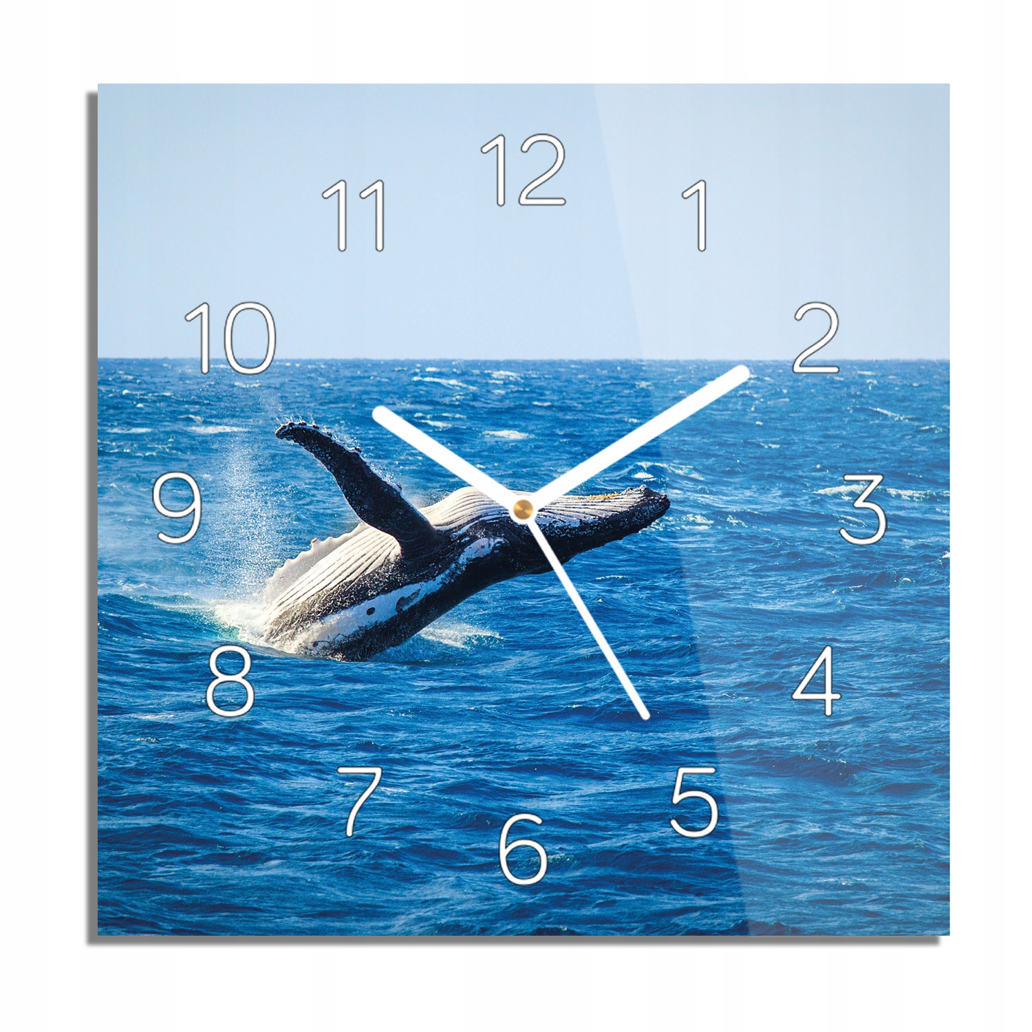 

Wieloryb w oceanie zegar szklany do pokoju 30x30