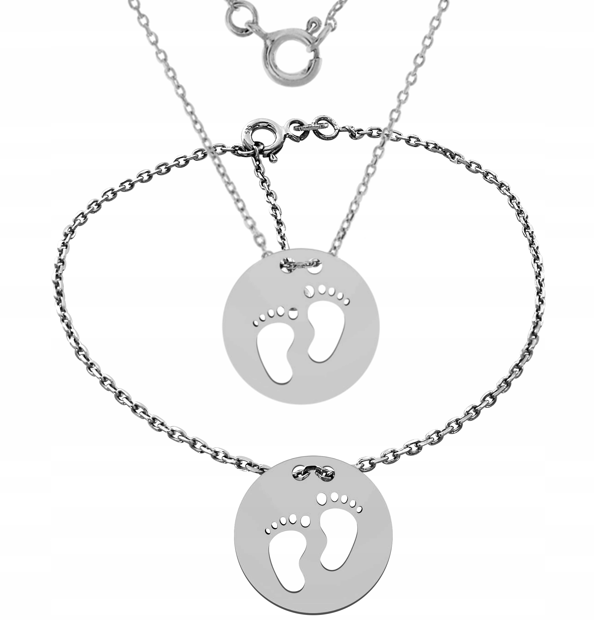 Roztomilý Stříbrný Komplet Dětských Botiček Kruh 925