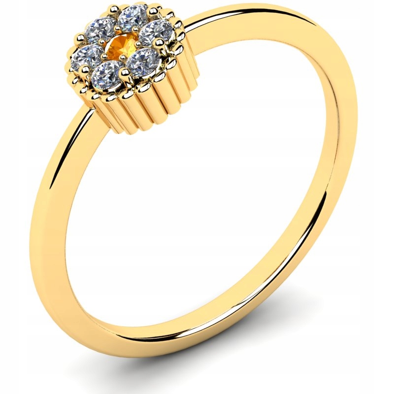 

Pierścionek Złoty Z Cytrynem I Brylantami 0,14CT