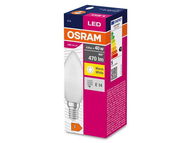 

Osram żarówka E14 4,9W=40W 470lm 2700K Ciepła Led