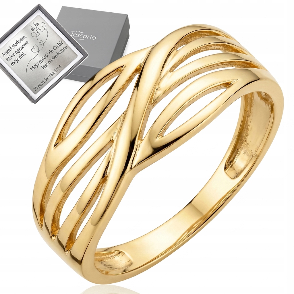 Zlatý prstýnek 585 14K, prolamovaný, široký, elegantní, široký, velikost 21