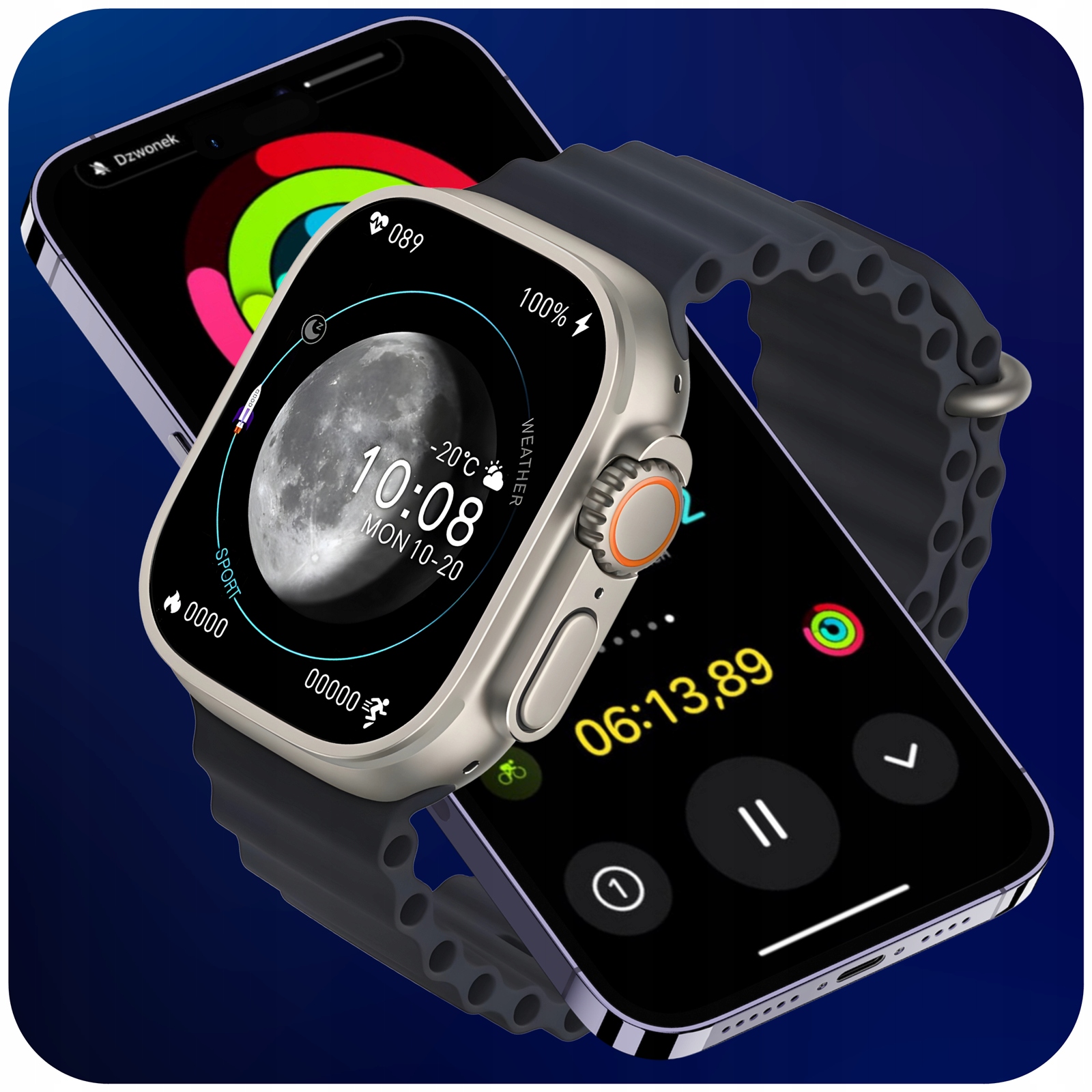 SMARTWATCH SPORTOWY MĘSKI DAMSKI ROZMOWY POŁĄCZENIA GPS WODOODPORNY MENU PL Rodzaj smartwatch