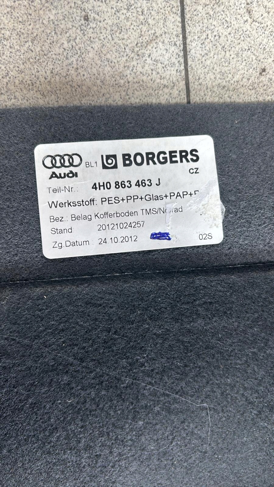 mats floor boot AUDI A8L 4H0863463J