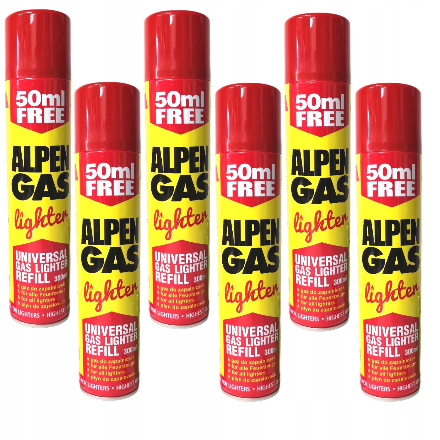

Gaz 6 x 300 ml Do Zapalniczek Zapalarek Alpen Gas