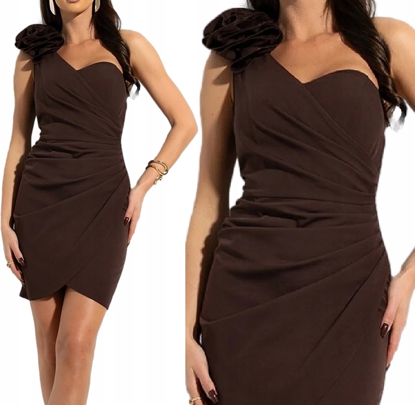 Gorsetowa Sukienka Mini Na Jedno Ramię Na Wesele