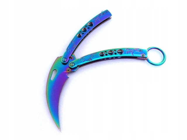 Nóż Motylek Karambit Rainbow Tęczowy Balisong Stal 420 N499B