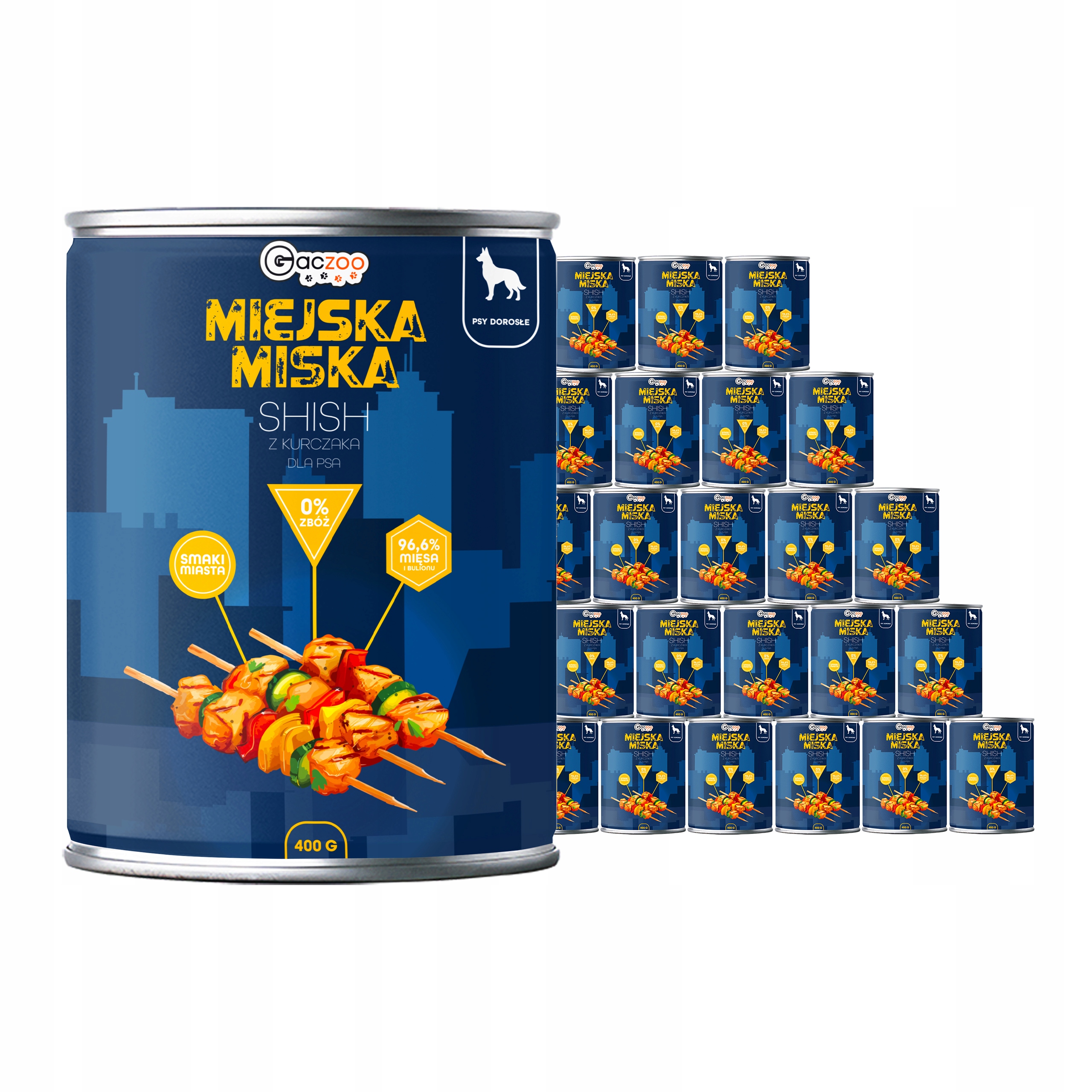 Levně Krmivo pro psa Městská miska Gaczoo Shish s kuřecím masem 24 x 400 g