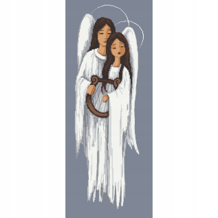 Křížková výšivka Vyšívací sada Andělé s harfou