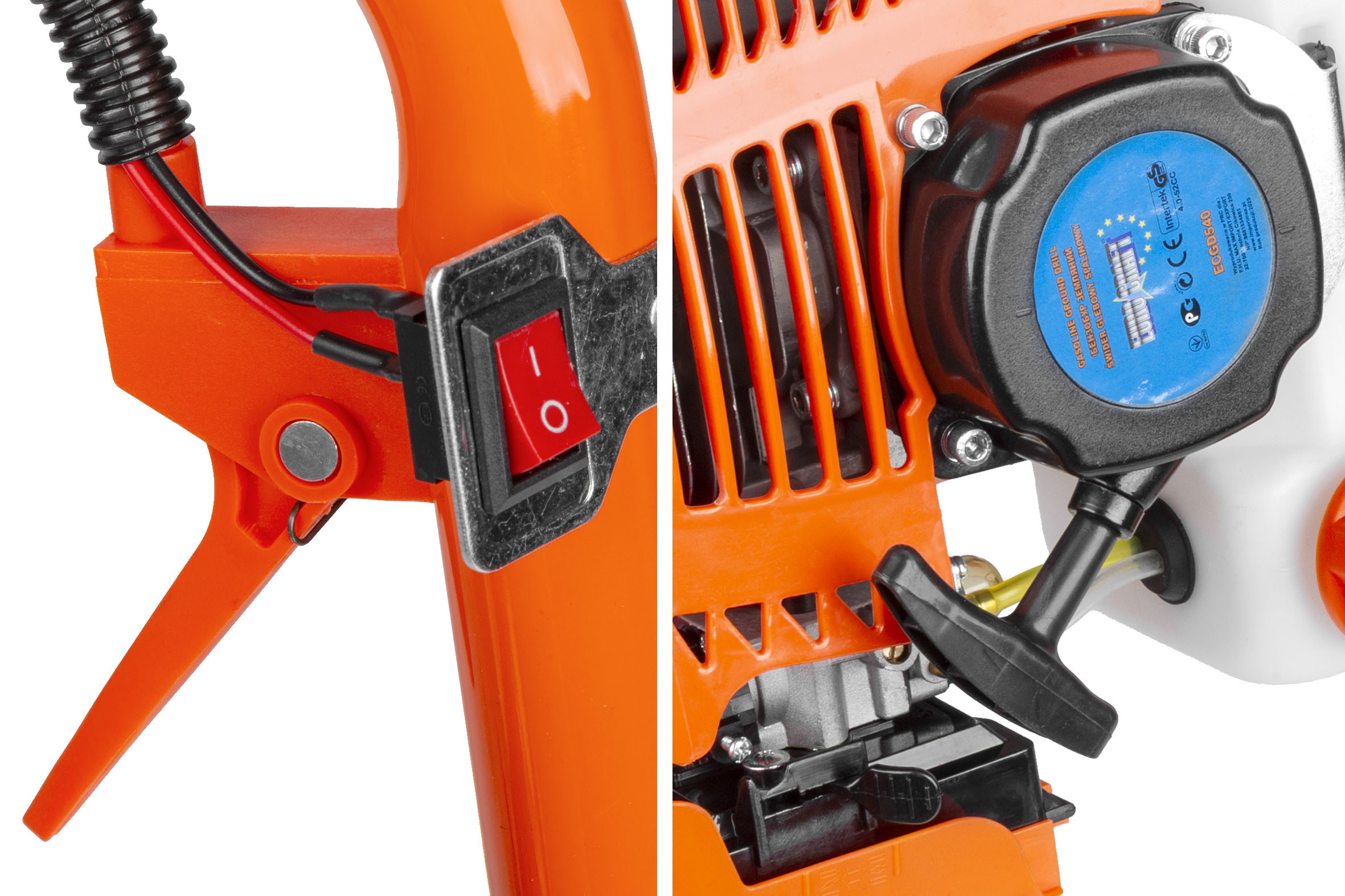 Бурильна установка для землі на бензині, 3 свердла, 80 см, подовження 50 см, довжина свердла 80 см