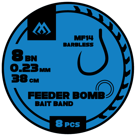 Przypony gotowe 38cm do feeder bomb żyłka hak nr 12 bezzadziorowe z gumką