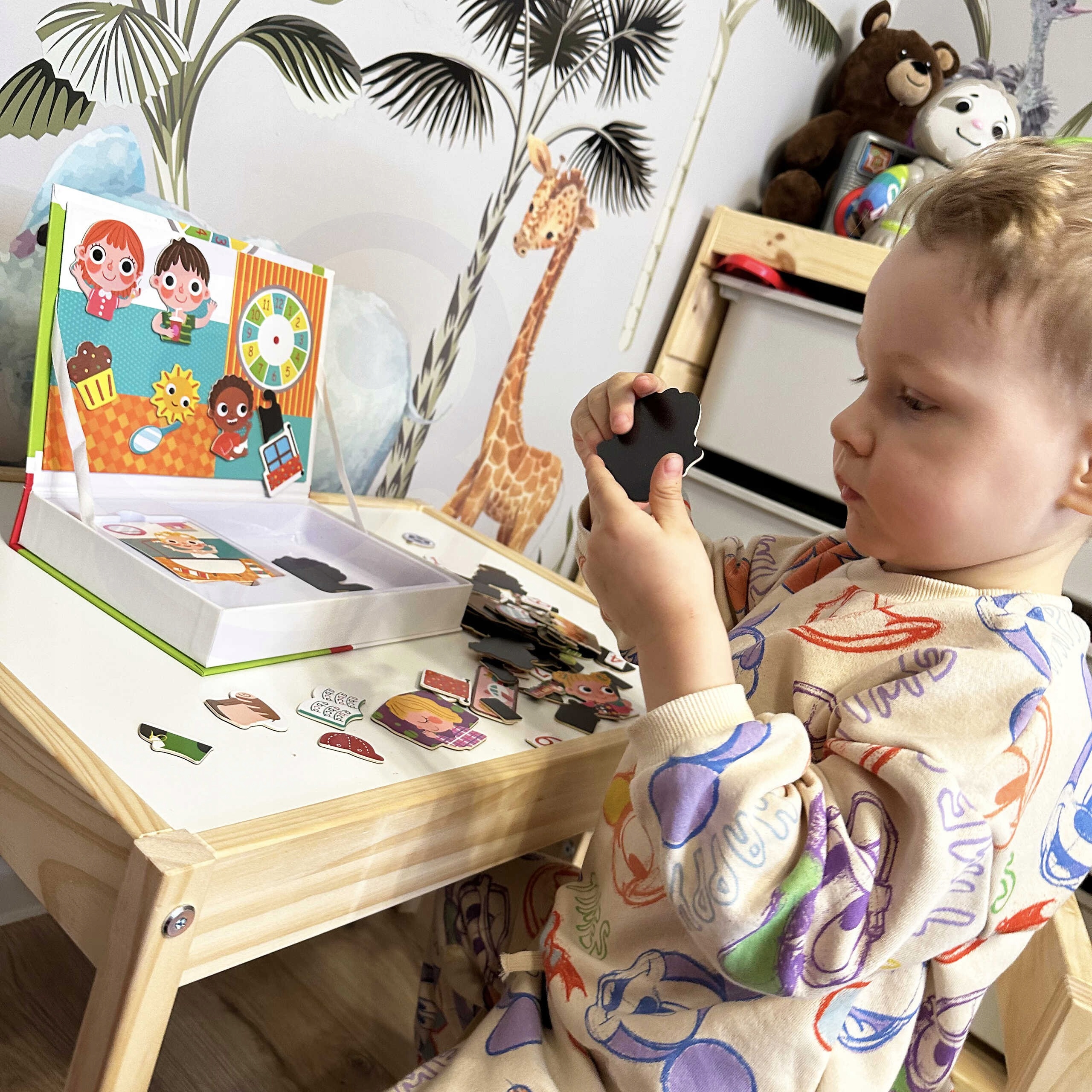 TOOKY TOY UKŁADANKA DREWNIANA KLOCKI PUZZLE MAGNETYCZNE PUDEŁKO MONTESSORI Wysokość produktu 4.3 cm