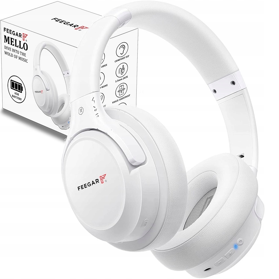 Bezdrátová sluchátka Feegar Přes uši 65H Bluetooth 5.3 Mikrofon 6xEQ