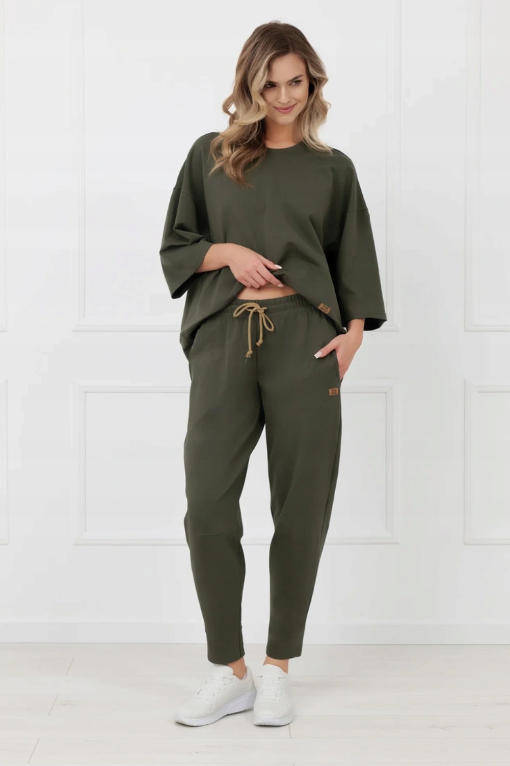 Dámské dlouhé kalhoty Italian Fashion Kaori Tmavě zelená S Zelená