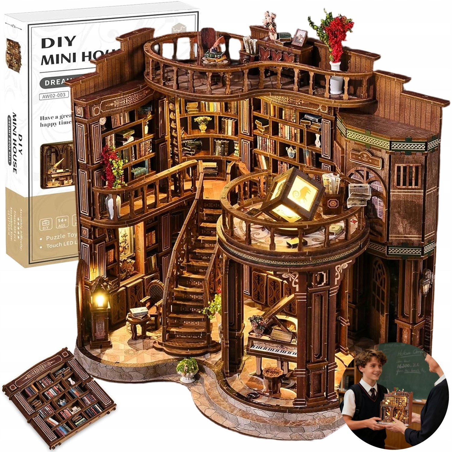 Miniaturowy Domek Diy Loft Mini Książka Zestaw Budowania Miniatur Vintage