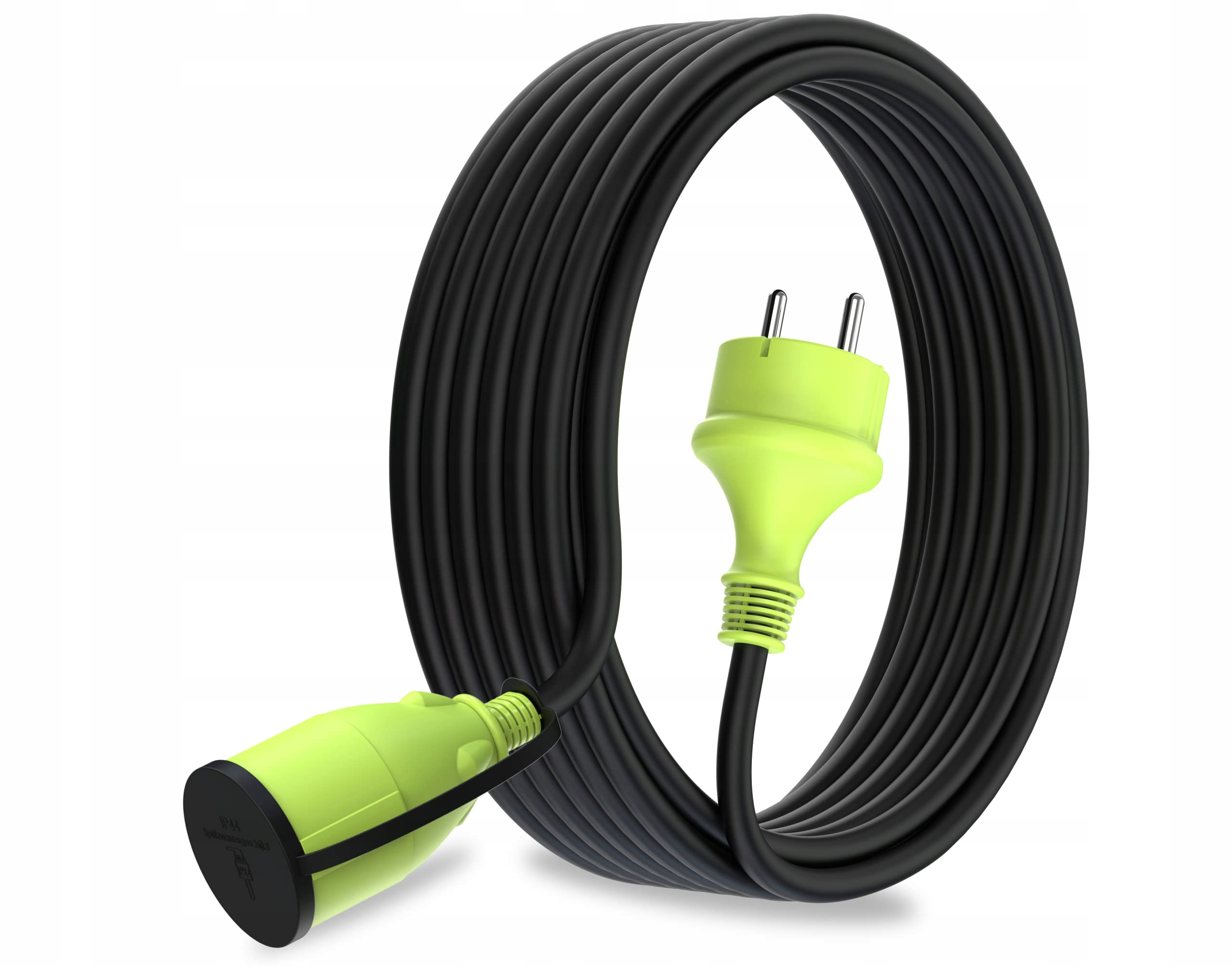 MUTECPower Przedłużacz 10m IP44 Zewnętrzny 1,5mm² Czarny Zielony — miniatura 2
