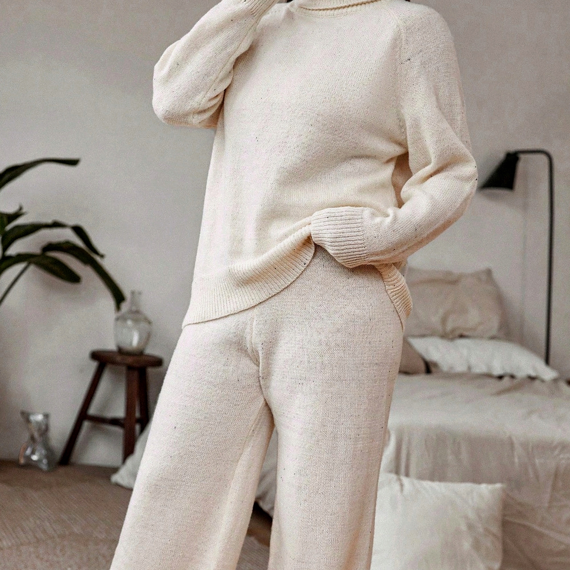 Dámský komplet Svetrové kalhoty na každý den z úpletu Oversize 3XL 46