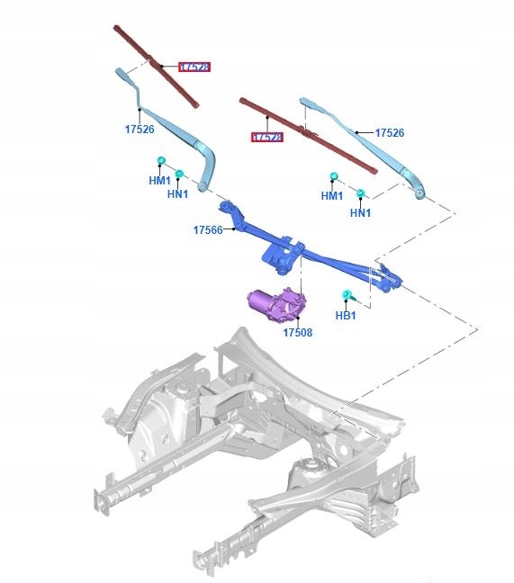 PIORO WYCIERACZKI PRZOD PRAWA MUSTANG Mk6 2015 Installation side Front