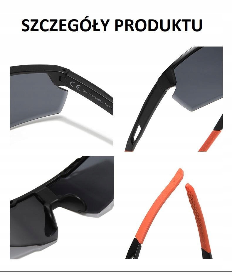 OKULARY Sportowe PRZECIWSŁONECZNE Rowerowe Filtr UV400 Lustrzanki + ETUI Model SVM-13B