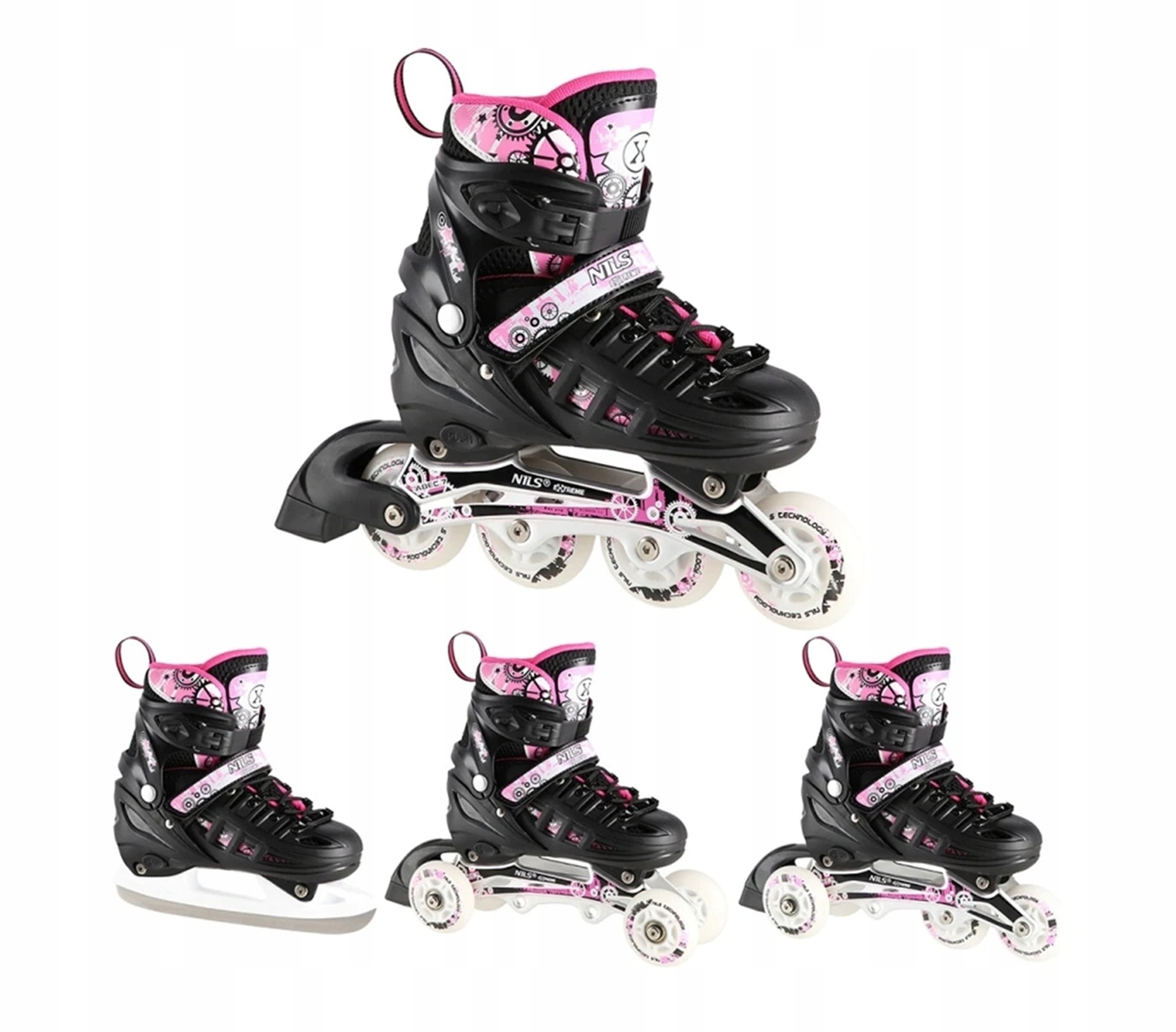 Brusle 2v1 brusle 2v1 s vyměnitelnou lyžinou Nils NH10905 Led kolečka Vel. 31-34