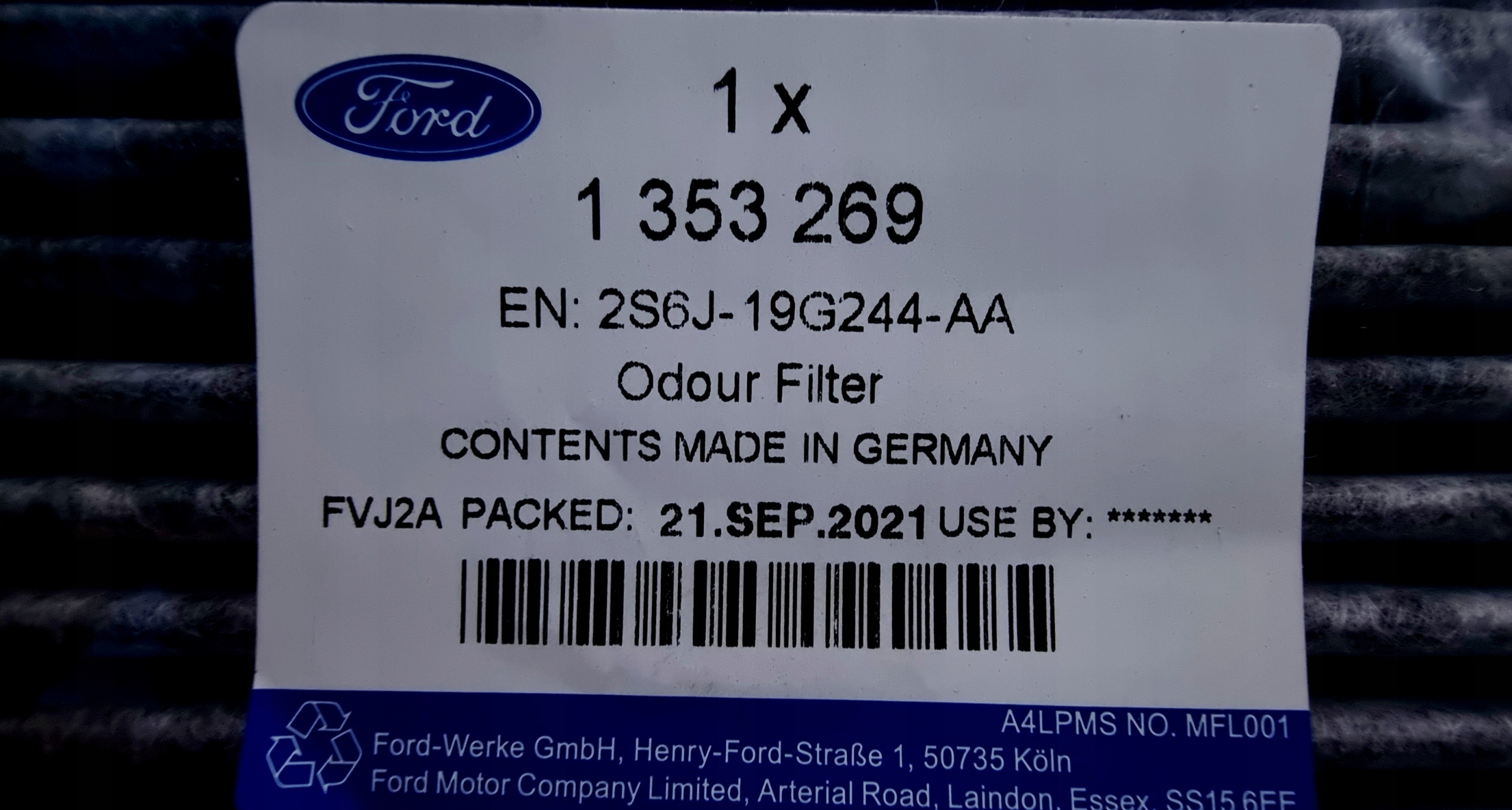 FILTR KABINOWY Z WĘGLEM AKTYWNYM FIESTA FUSION ORG Producent części Ford OE