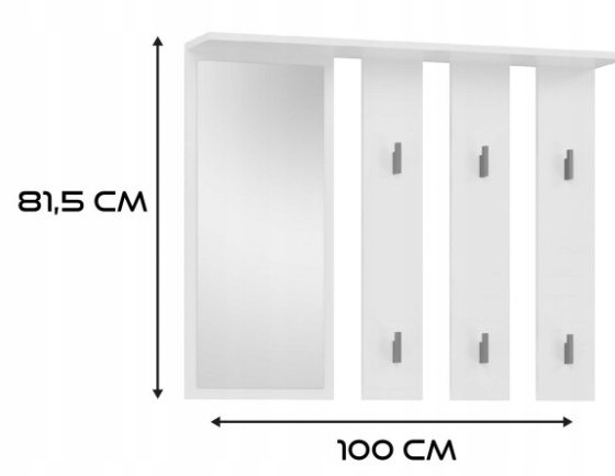 Nowoczesny Wieszak Do Przedpokoju 100 cm Biały PANAMA II TS - 4 Kolory Liczba miejsc do wieszania 5 i więcej