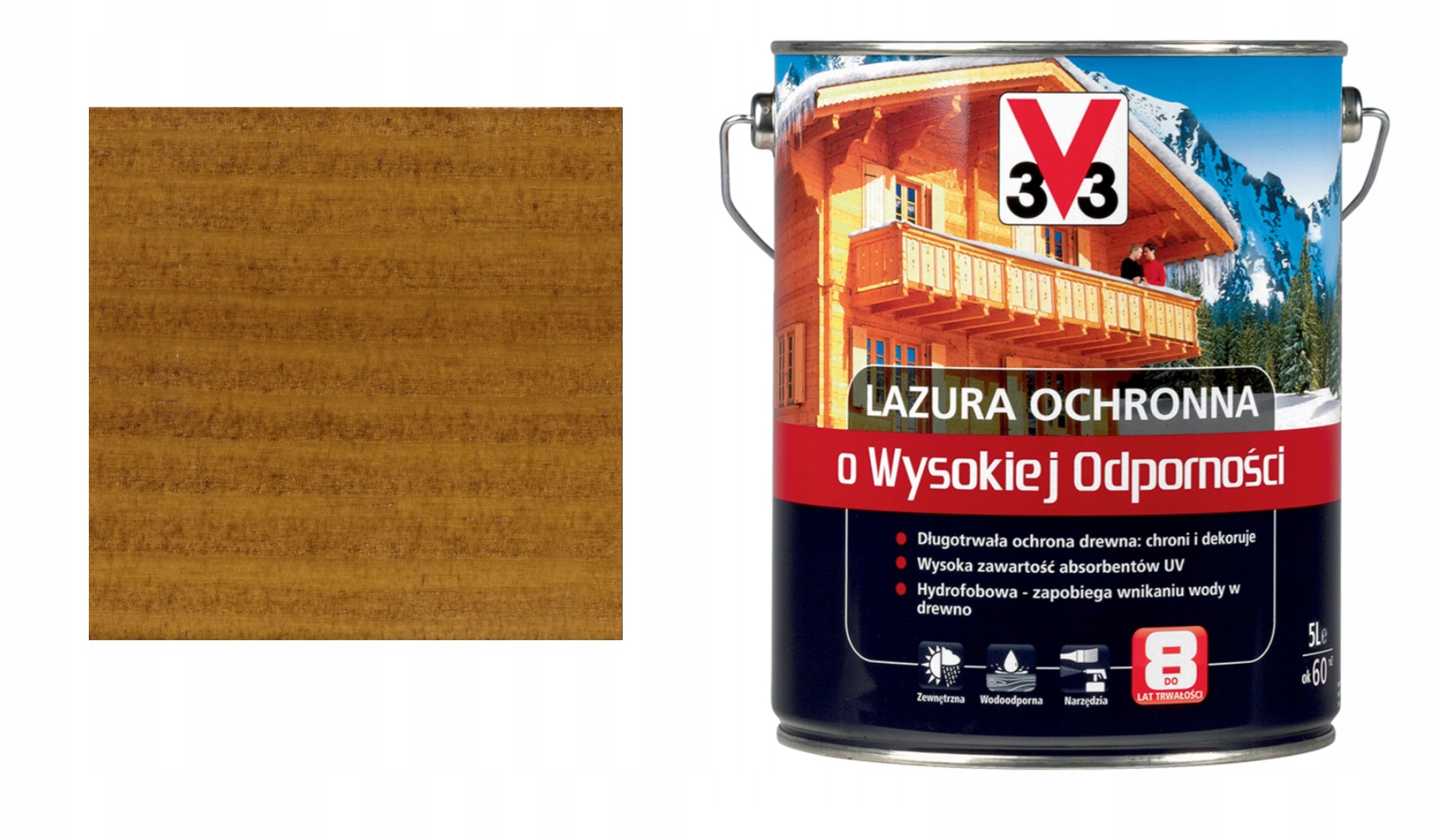 

V33 Lazura Wysoka Odporność 5L Dąb Złocisty