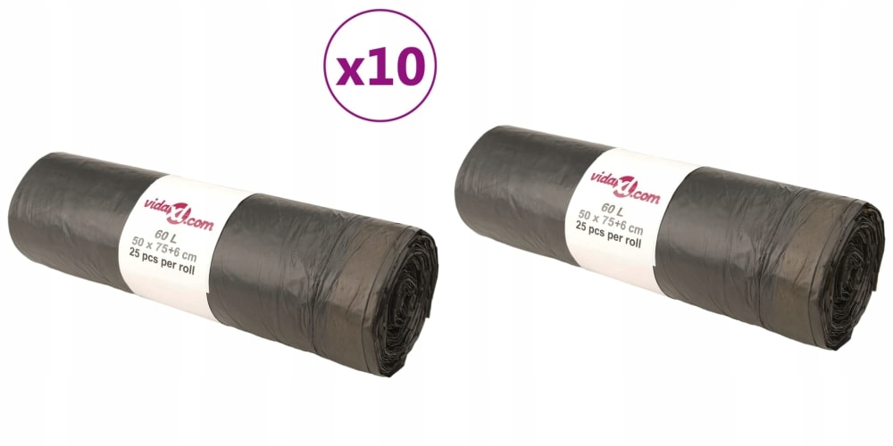 Levně Černé, Pytle na odpadky, stahovací páskou, 60 L, 250 ks