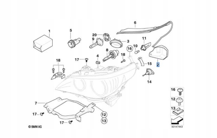 BMW E60 E61 Zaślepka pokrywka dekiel lampy prawa Producent części BMW OE