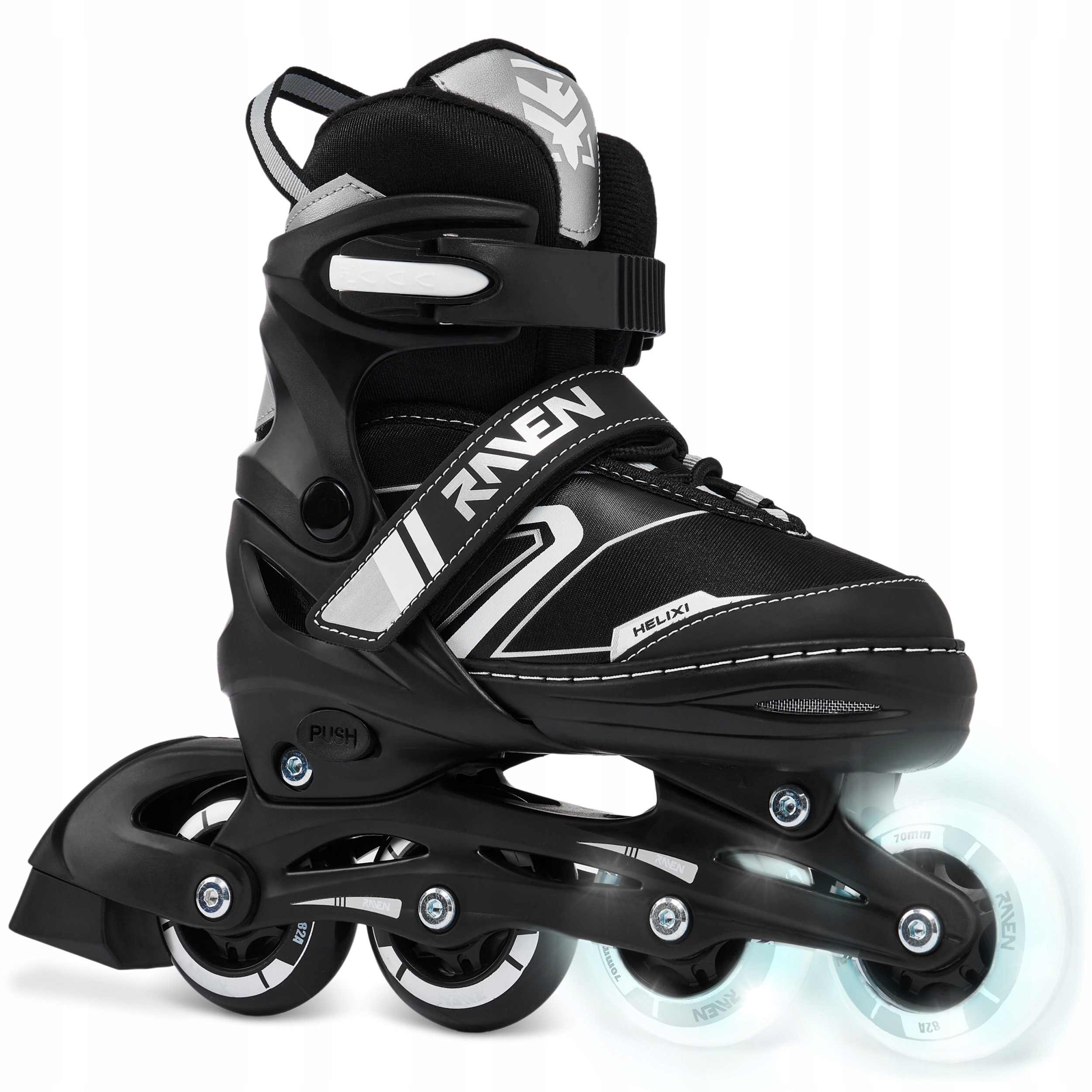 Rolki Regulowane Raven Helixi Black/Grey 38-42 Kółka Led