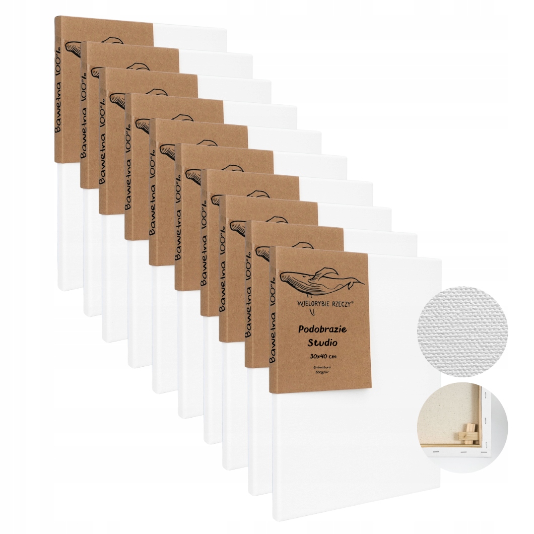 Malířské Plátno 30x40 10 Ks Malířské Plátno 350g/m² Blejtram Pro Malování Bílé