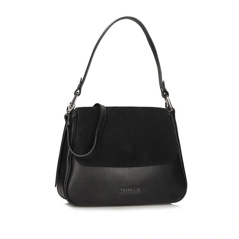 Dámská kabelka Toscanio G101 černá Kožená italská kabelka přes rameno