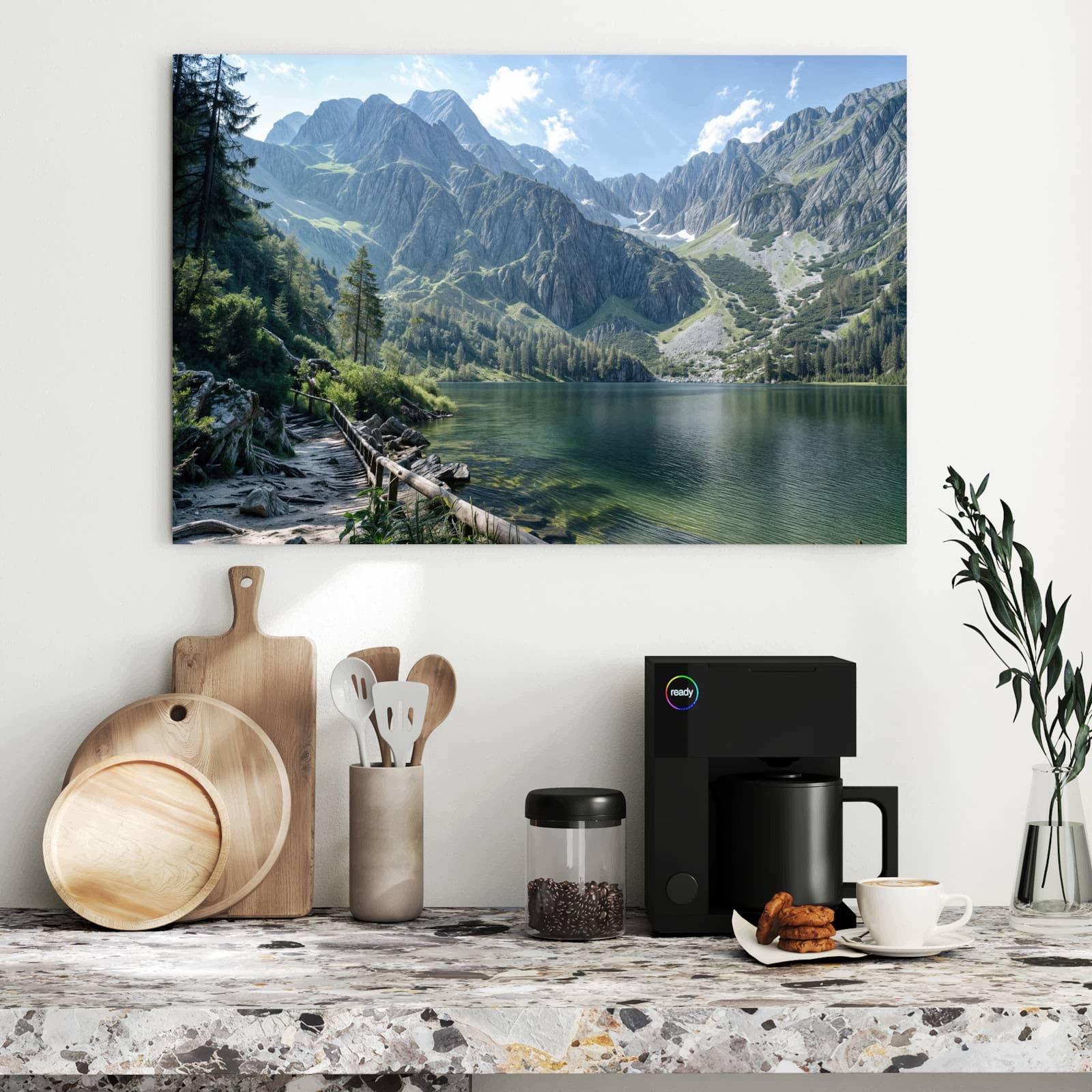 Magnetická tabule Horská krajina Jezero 90 × 60 cm