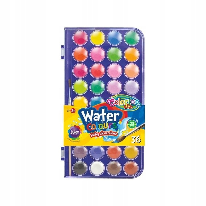 COLORINO FARBY AKWARELOWE 36 kolorów PĘDZELEK Marka Colorino