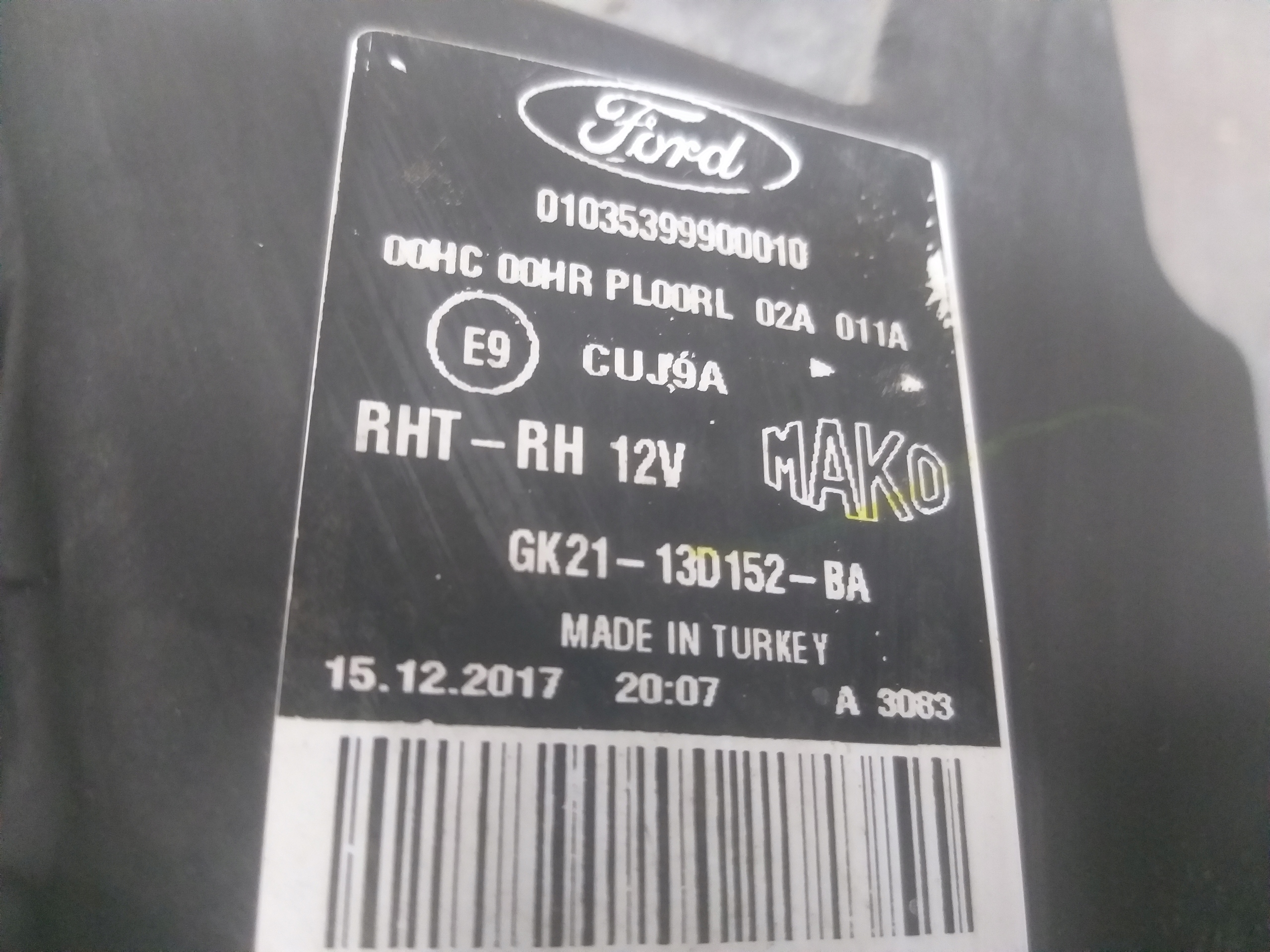 light front right FORD TRANSIT CUSTOM lens GK21-13D152-BA
