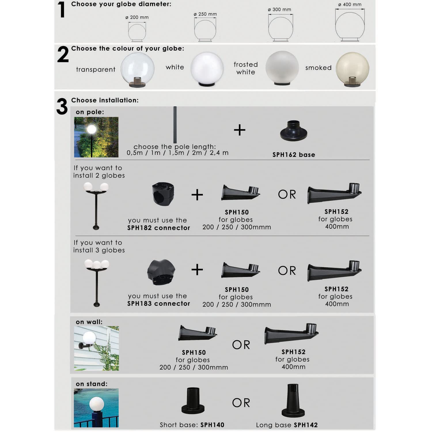 Kula Lampa Zewnętrzna PMMA Biała Bursztynowa E27 200mm Ogród Taras VELAMP — miniatura 4