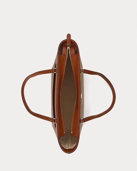 Brązowa Torba Ralph Lauren KARLY Średnia Skórzana One Size Kod producenta 431924351002 CORE LAUREN TAN KARLY-SHPPER-TTE