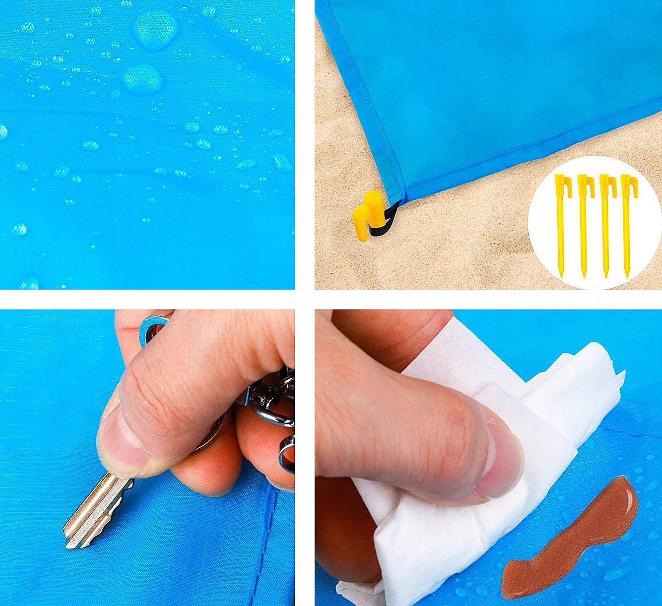 KOC PLAŻOWY PIKNIKOWY 200x210cm MATA PLAŻOWA NA PLAŻĘ BIWAK DUŻY Kształt prostokątny