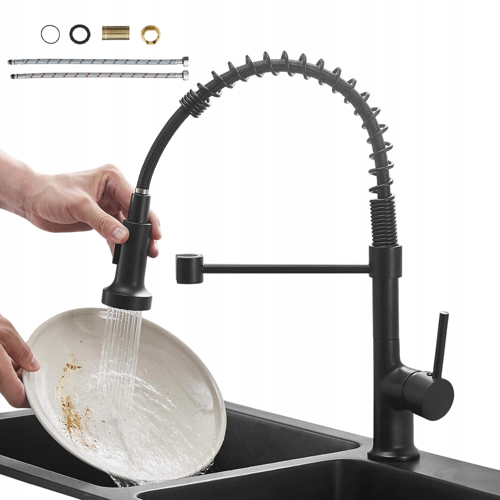 Kuchyňská Stojánková Dřezová Baterie S Výsuvným Ohebným Výtokem A Kohoutkem G3/8