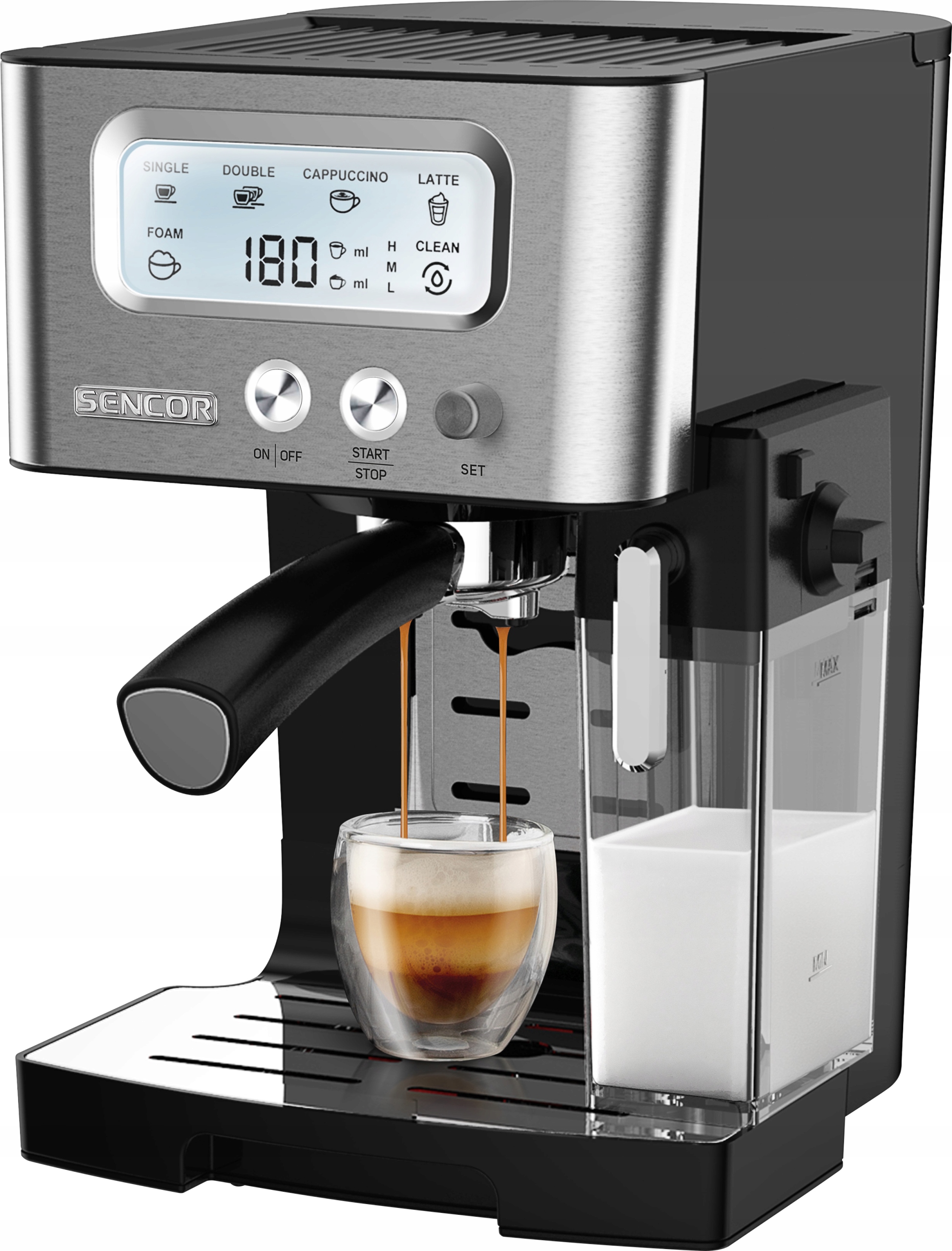 Poloautomatické espresso kávovar Sencor Ses 4090SS 1450 W stříbrný/šedý