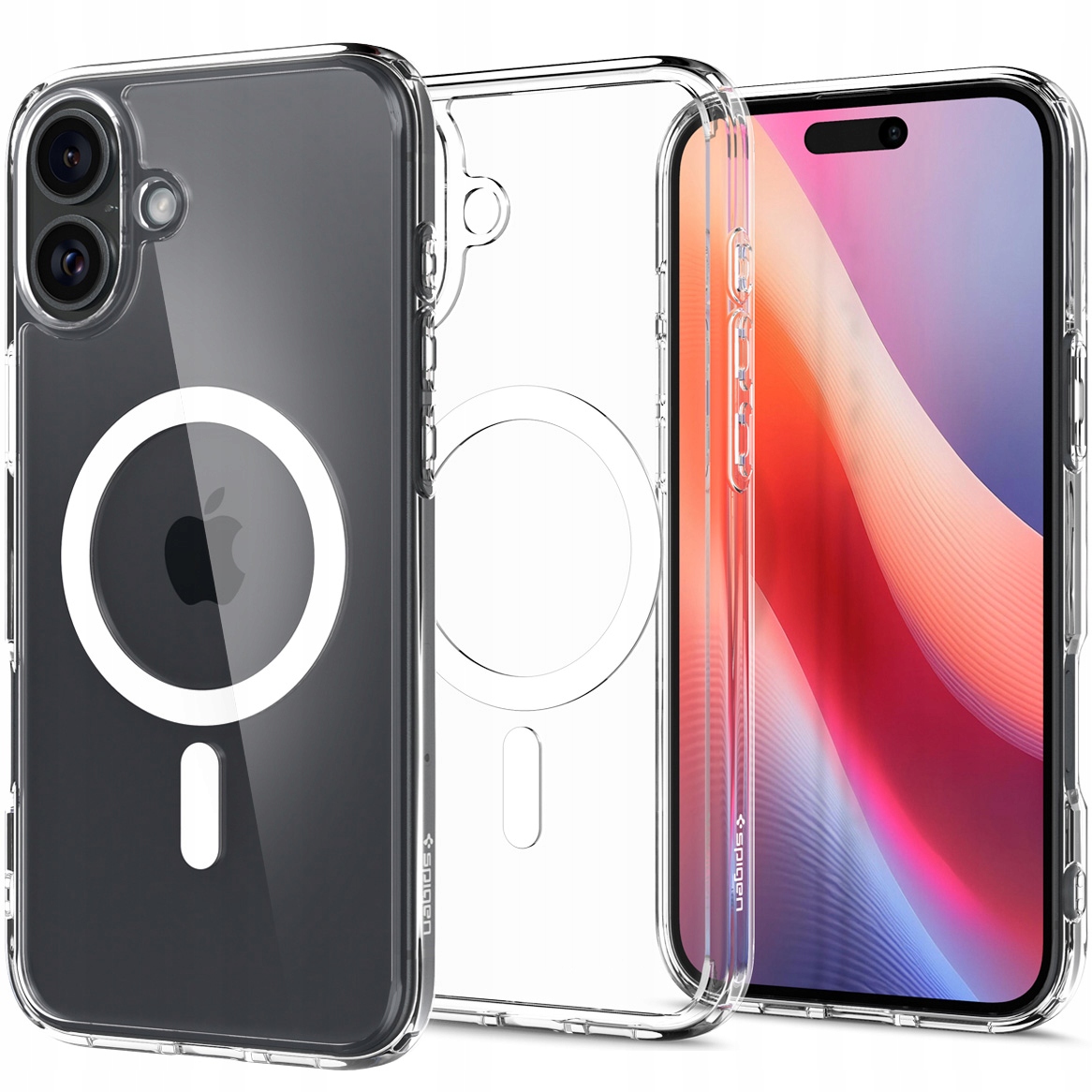 Etui magnetyczne do iPhone 16 Plus, Spigen Ultra Hybrid Mag, przezroczyste