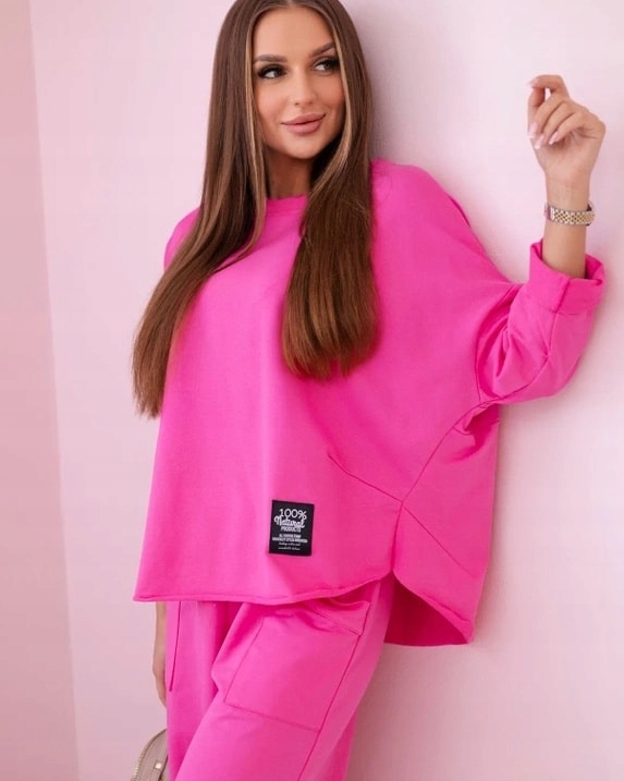 Komplet bawełniany bluza plus spodnie oversize Moda Włoska Rozmiar uniwersalny