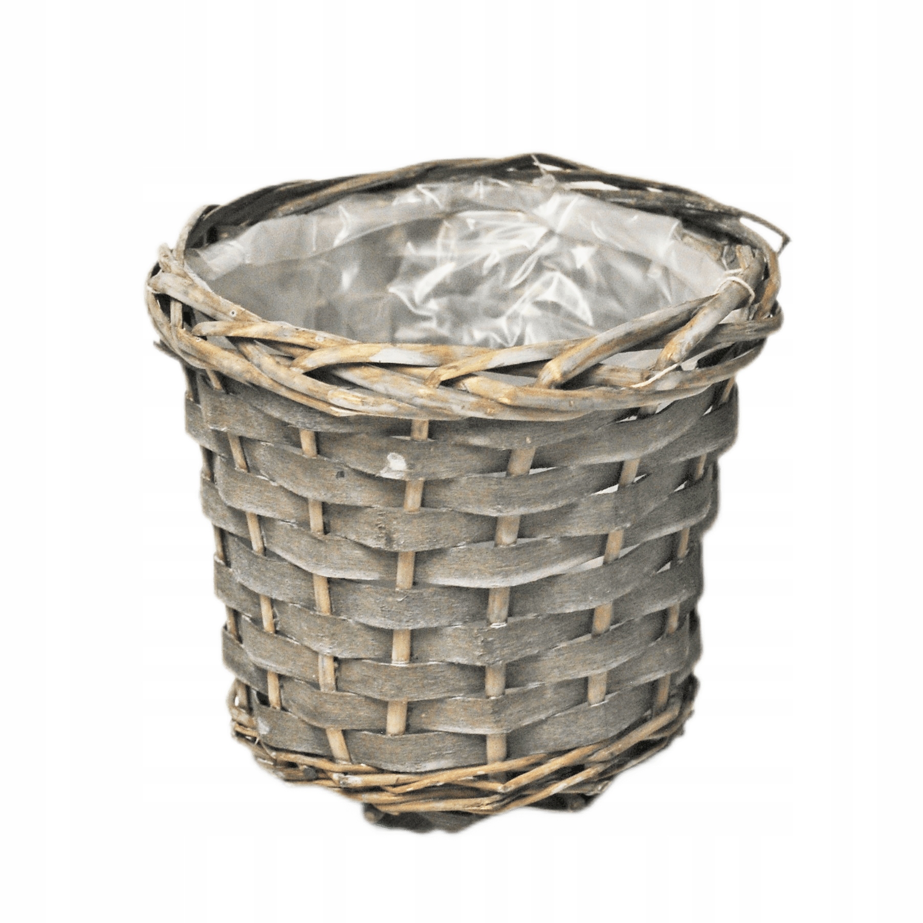 KOSZ KOSZYK OSŁONKA DONICZKA Z WIKLINY SZARA DO KWIATÓW OZODBA