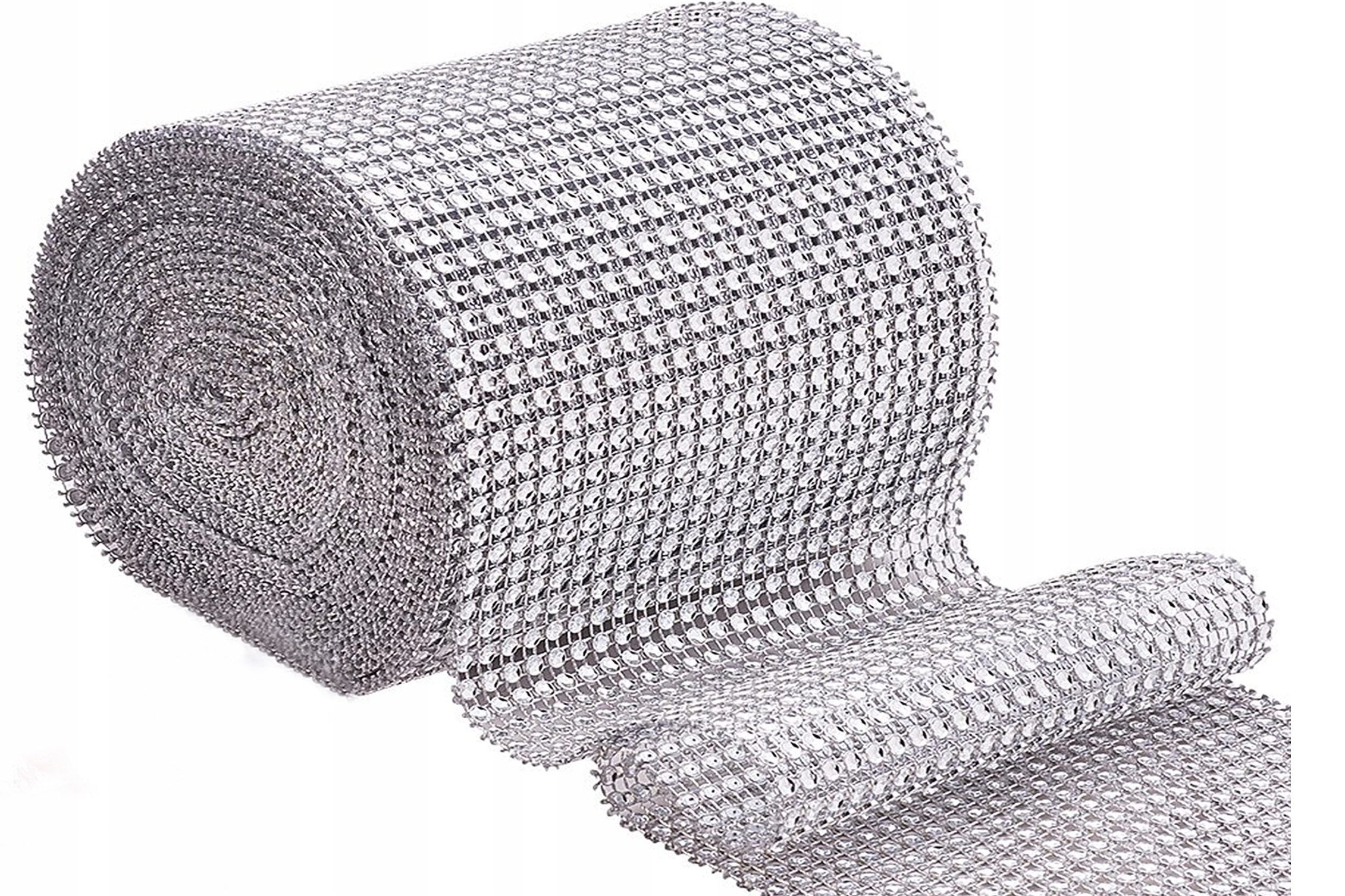 TAŚMA DIAMENTOWA SREBRNA CYRKONIE DŻETY 9 m x 12cm